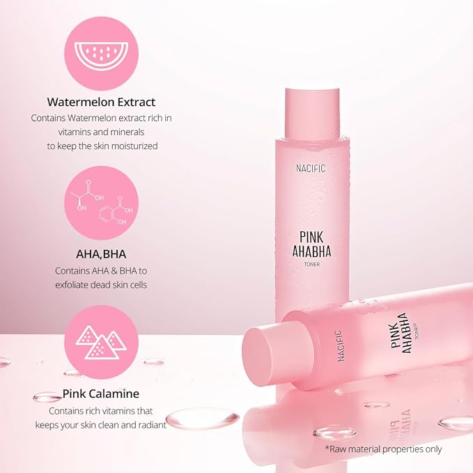 NACIFIC Pink Aha Bha Triple Set (Toner 150ml, Serum 50ml, Cream 50ml) AHA, BHA, Watermelon extract, Glow, Moisturizing, Hyaluronic Acid-Velvo Beauty