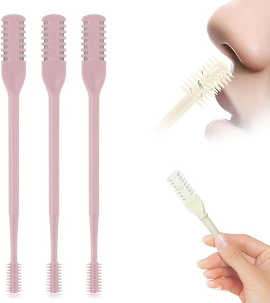 Nasal Hair Cutter, 2025 Upgraded Double Sided Noses Hairs Knife, 360° Rotating Portable Manual Nose Hair Trimmer, Noses Hairs Remover for Women Men Travel Essentials (Pink, 3 Pcs)-Velvo Beauty