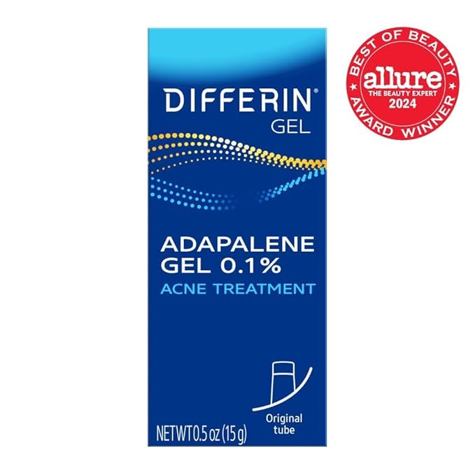 Differin Acne Treatment Gel, 30 Day Supply, Retinoid Treatment for Face with 0.1% Adapalene, Gentle Skin Care for Acne Prone Sensitive Skin, 15g Tube (Packaging May Vary)-Velvo Beauty