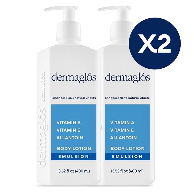 Dermaglos 2-pack Moisturizing Body Lotion for Dry Skin with Extra Vitamin A, Vitamin E & Allantoin | Hydrating & Regenerating formula for Stretch Marks, Tattoos, Scars & Wrinkles | 13.52 Fl Oz.-Velvo Beauty