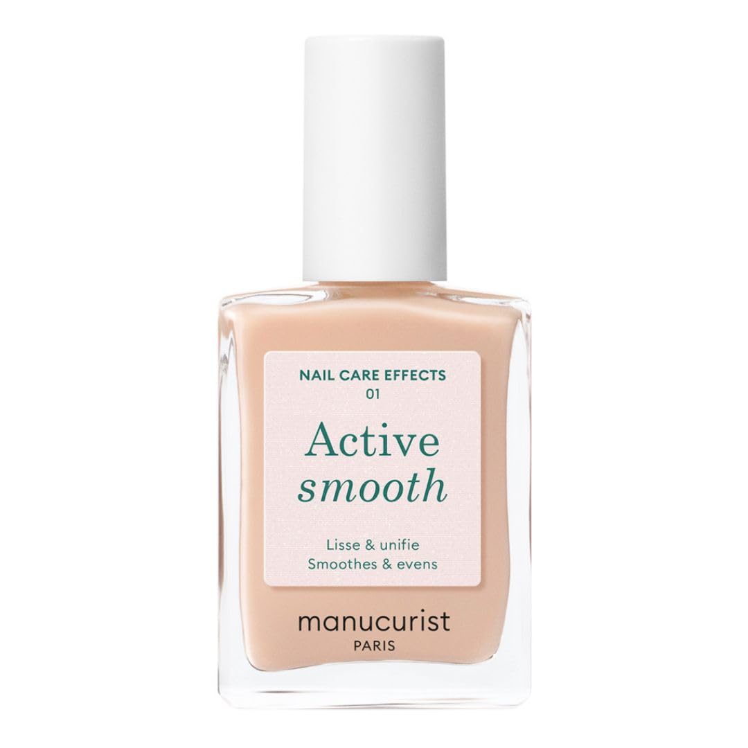 Manucurist Active Smooth 01 Nail Concealer Polish & Care - 2 in 1 Nude Nail Polish : Nail Strengthener and Growth - No Lamp - Nail Concealer - Ridge Filler for Nails - Beige Finish-Velvo Beauty