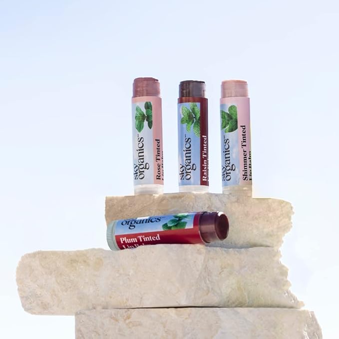 Sky Organics Tinted Lip Balms for Lips to Moisturize, Soften & Add A Wash of Color, Four Assorted Shades, 4pk.-Velvo Beauty