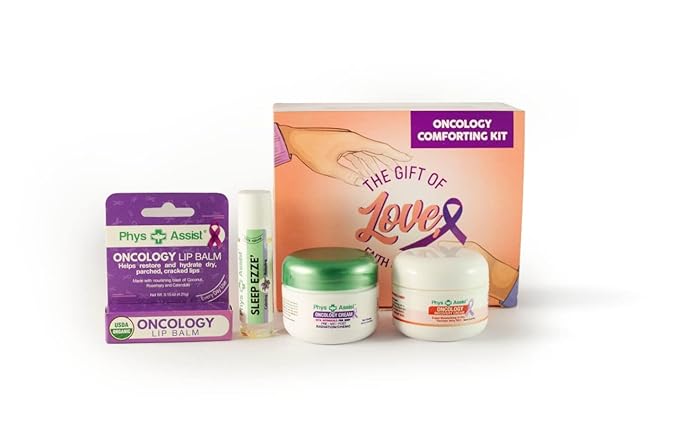 PhysAssist - Comfort kit for Chemo & Radio Patient The Gift of Love, Faith & Support. 2-1.5 oz face and body cream plus lip balm & roll-on-Velvo Beauty