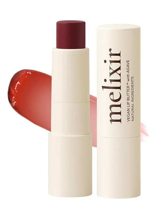 Melixir Vegan Lip Butter #06 Lust Red (+11 more colors), Deep Nourishing Tinted Lip Balm for Dry Lips, Bee-Free, Petrolatum-Free, Plant-Based, Hydrating for Cracked & Chapped Lips, Travel Essentials-Velvo Beauty