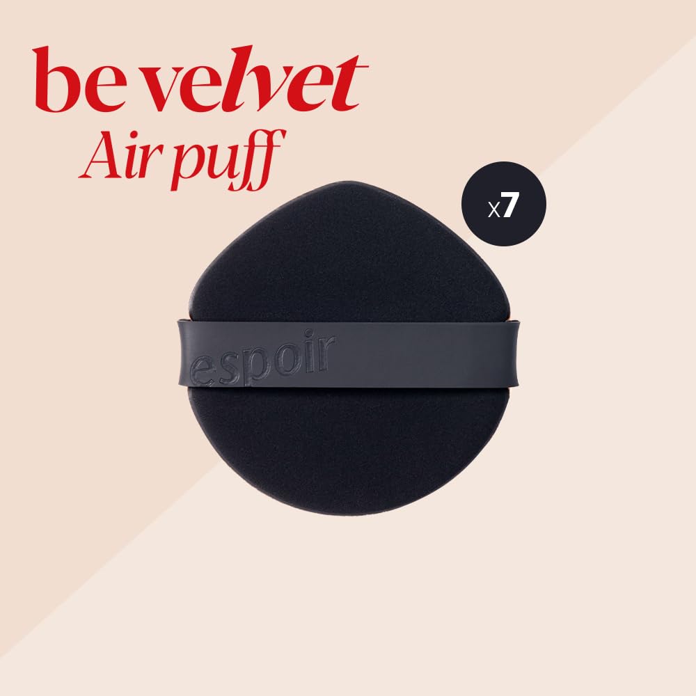 Espoir Be Velvet Air Puff 7ea | Flawless Face Makeup Fast and Easily | Makeup Sponge Applicator Air Cushion Powder Puff for Liquid Foundation, Cream, Powder, Concealer | Korean Base Makeup Tools-Velvo Beauty