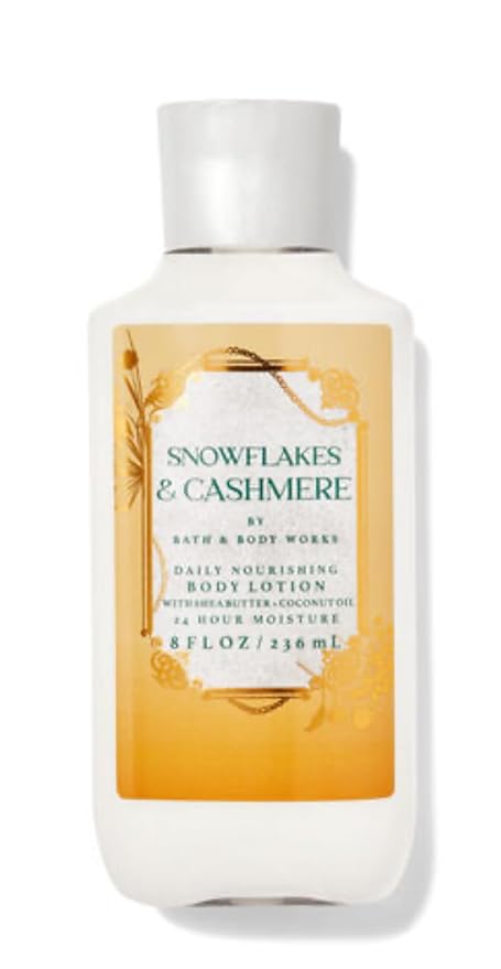 Bath & Body Works - Snowflakes & Cashmere - 3 Piece Bundle - Spray - Lotion Body - Shower Gel - Full Size and Hello Gorgeous Gift Bag.-Velvo Beauty