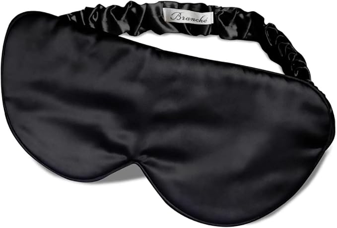 Branche Beauty Silk Eye Mask Pour Homme - Stylish 100% 6A Silk 22 Momme Sleep Mask, Eye Cover, Shade Blindfold Sleeping Mask for Luxury Sleep for Men Gifts for Him (Black)-Velvo Beauty