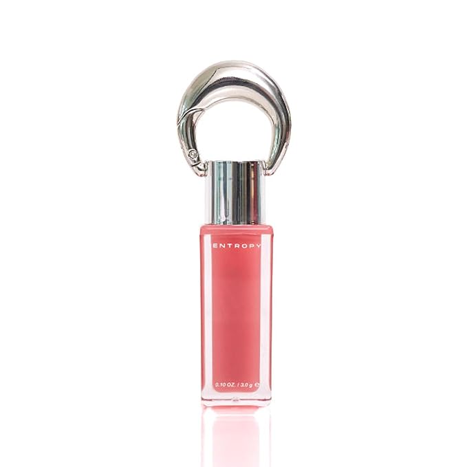 ENTROPY Makeup 2-in-1 Charm Shiny Glowy Lip & Cheek Gloss Tint Keychain, High Pigment Glossy Lip Color & Plumping Gloss, C1 Opal Charm-Velvo Beauty