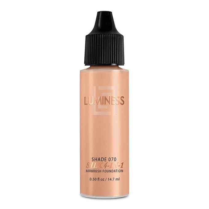 Luminess Air Silk 4-In-1 Airbrush Foundation- Foundation, Shade 070 (.5 Fl Oz) - Sheer to Medium Coverage - Anti-Aging Formula Hydrates and Moisturizes - Professional Makeup Kit for Cordless Air Brush-Velvo Beauty