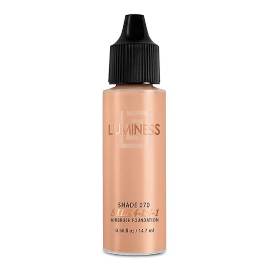 Luminess Air Silk 4-In-1 Airbrush Foundation- Foundation, Shade 070 (.5 Fl Oz) - Sheer to Medium Coverage - Anti-Aging Formula Hydrates and Moisturizes - Professional Makeup Kit for Cordless Air Brush-Velvo Beauty