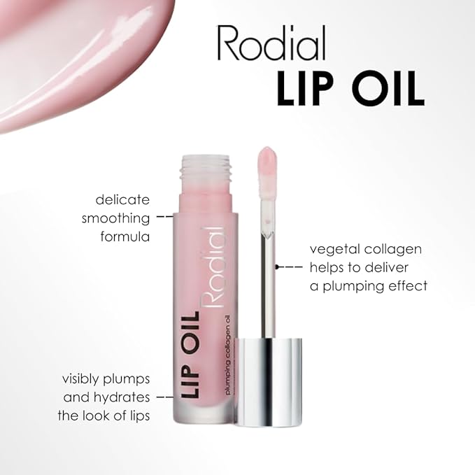 Rodial Plumping Collagen Lip Oil 0.13fl.oz, Vegan Collagen-Infused Lip Oil with Macadamia and Jojoba Oil, Deep Hydration for Fuller-Looking Pout, Ultra-Nourishing Formula for Supple and Silky Lips-Velvo Beauty