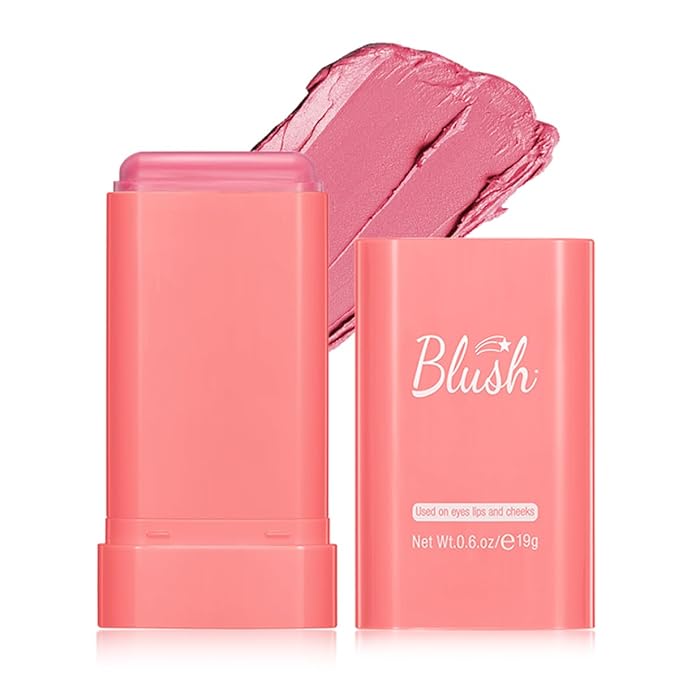 Multi-Use Makeup Blush Stick, 3-in-1 Cream Blush Stick Beauty Tinted Solid Blush Stick for Cheek/Eyes/Lips, Waterproof Moisturizer Stick, Suitable for All Skin (01# Pink)-Velvo Beauty