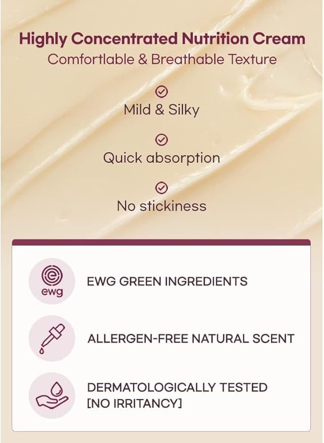 Terrzen Korean Face Cream Age Control Nutrition, 1.69 fl.oz. (50ml), Reduce Wrinkle, Hyaluronic Acid + Plant Stem Cell + Real Protein + Plant Squalane-Velvo Beauty