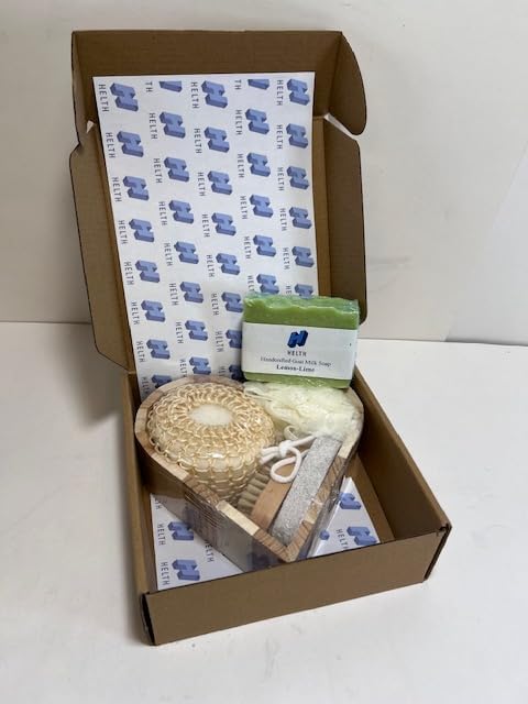 Spa Kit Birthday Box with Loofah Body Brush Lemon Lime Goat Milk Soap, Green-Velvo Beauty