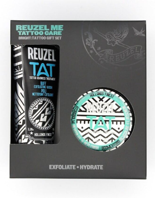 REUZEL BRIGHT Tattoo Care Gift Set, BUFF Exfoliator and Hydrabalm, Revives Colors, Vegan Formula-Velvo Beauty