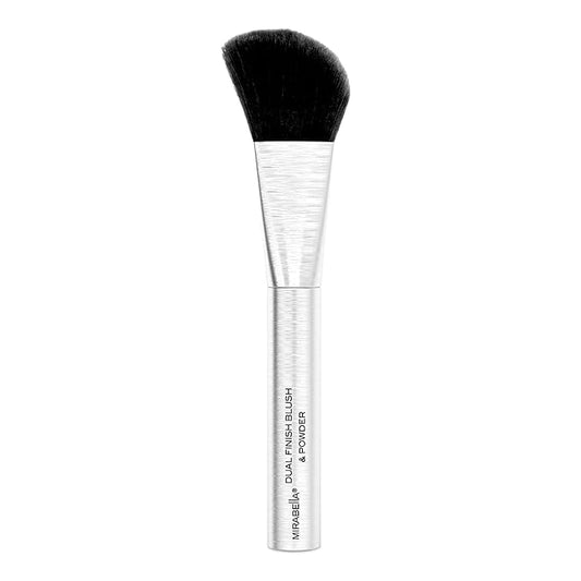Mirabella Dual Finish Blush & Powder Brush – Angled Vegan Makeup Brush for Cheeks, Super-Soft Synthetic Bristles, Weighted Aluminum Handle, Cruelty-Free, Professional Quality-Velvo Beauty
