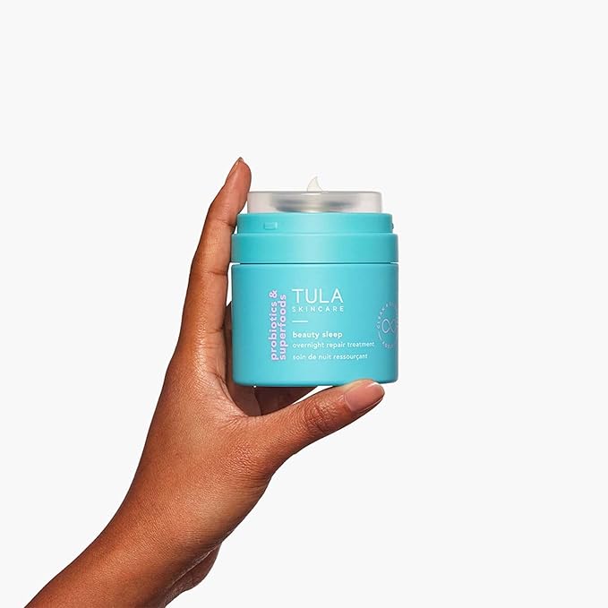 TULA Skin Care Beauty Sleep Overnight Repair Treatment - Anti-Aging, Night Cream, Contains Natural Peptides, AHAs, Retinol, Vitamin C to Reduce the Appearance of Lines and Dull Tone, 1.7 oz.-Velvo Beauty