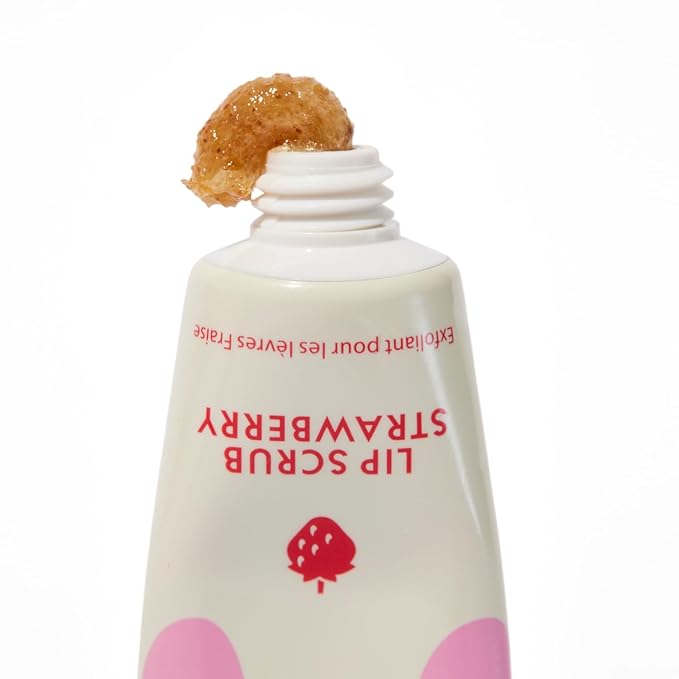 Lanolips Lip Scrub - Natural Lip Exfoliator Made with Lanolin, Vitamin E & Finely Ground Strawberry Seeds - Gentle Sugar Scrub for Healthy, Soft Lips - Strawberry (.35 oz)-Velvo Beauty