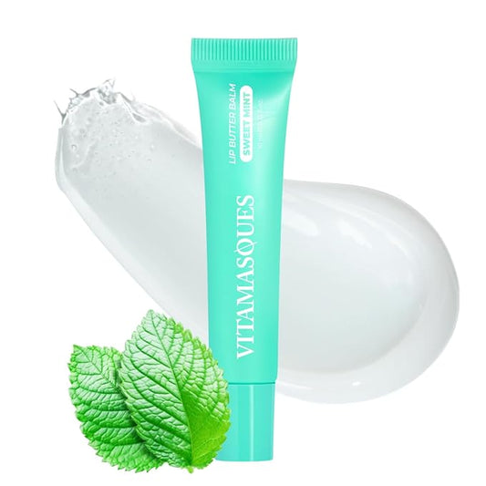 Vitamasques Lip Butter Balm - Sweet Mint, Korean Lip Balm - Peptide Lip Treatment - Lips Balm Hydrating - Light Tinted Lips balm - Made in Korea - 0.33 fl.oz-Velvo Beauty
