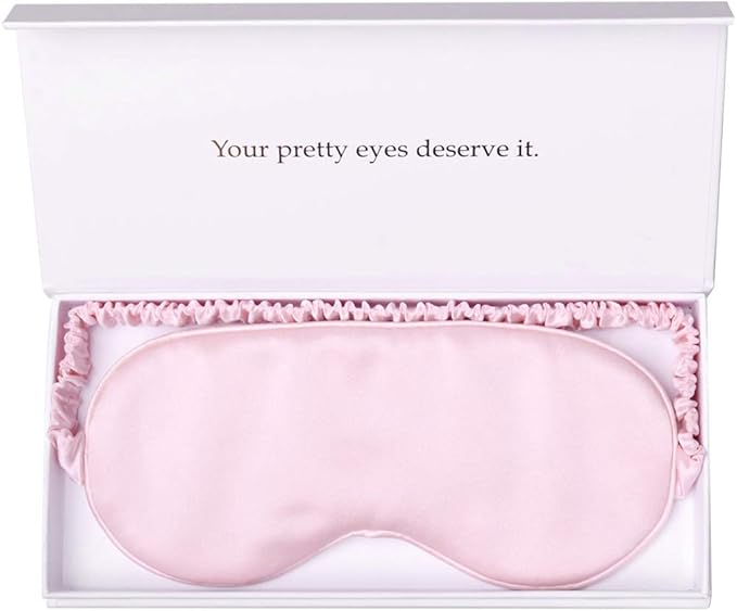 Silk Sleep Mask Light Blocking Luxury 100% Mulberry 19mm Silk Eye Mask Eye Cover Blindfold Ultra Soft Light & Comfy Anti Aging Skin Care with Travel Bag Gift Package-Velvo Beauty