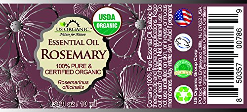 US Organic 100% Pure Rosemary Essential Oil, USDA Certified Organic 100% Pure, Steam Distilled, for Hair Growth, Scalp, Face, Skin, and Aromatherapy (Size Variations Available) (10 ml)-Velvo Beauty