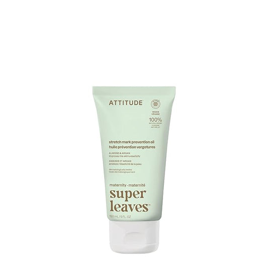 ATTITUDE Pregnancy Stretch Mark Prevention Oil, EWG Verified, Dermatologically Tested, Plant and Mineral-Based, Vegan Maternity Products, Argan Oil, 5 Fl Oz-Velvo Beauty