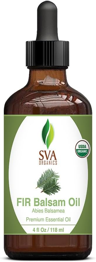 SVA Fir Balsam Essential Oil Organic – 4 Fl Oz – 100% Natural Organic Fir Oil - for Diffuser, Hair Care, Face, Skin Care, Aromatherapy, Scalp and Body Massage, Soap and Candle Making – with Dropper-Velvo Beauty