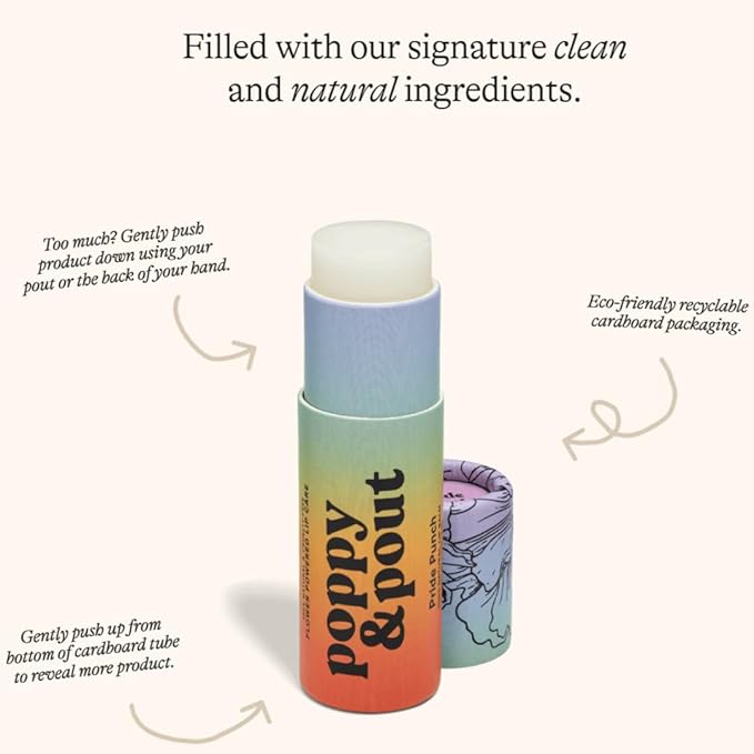 Poppy & Pout Pride Punch Jumbo Lip Balm | All Natural Lip Balms & Moisturizers | Hydrates with Beeswax, Vitamin E, Organic Coconut Oil | Cruelty-Free | Lip Balm in Recyclable Cardboard Tube-Velvo Beauty