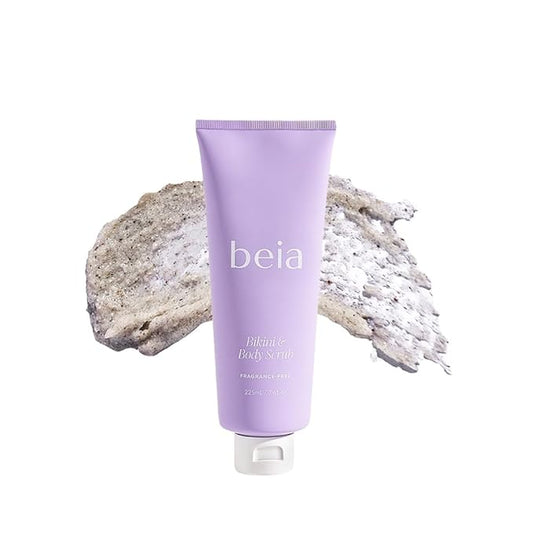 Beia Bikini & Body Scrub - Gentle Exfoliating Body Scrub with Glycolic Acid & Rice Extract - Fights Ingrown Hairs KP Bumps & Dry Skin - Hydrating & Soothing for Sensitive Skin 7.6 Oz-Velvo Beauty
