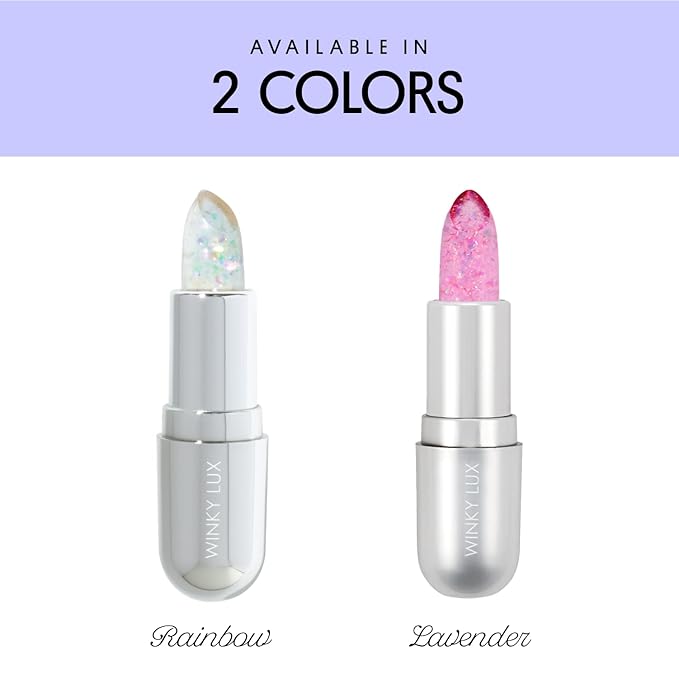 Winky Lux Glitter Confetti Balm, pH Lip Balm, pH Color Changing Lipstick and Tinted Lip Balm, Vegan & Cruelty Free Lip Balm, Hydrate & Plump, Sheer Pink Lipstick, Rainbow Confetti-Velvo Beauty