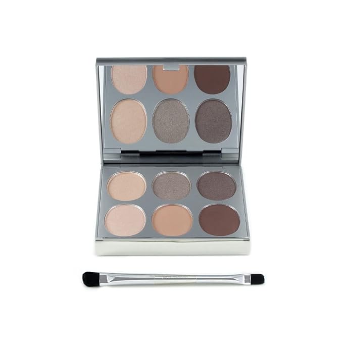 Jerome Alexander New Again Eyeshadow Palette & Brush, 6 Buildable & Blendable Micronized Powder Shades (Autumn Haze)-Velvo Beauty