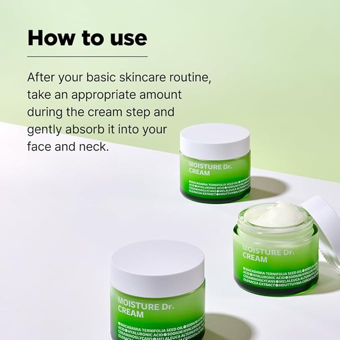 ISOI Moisture Dr. Soothing Cream, Deep Hydration & Barrier Support with Hyaluronic Acid, Lightweight Moisturizer for Sensitive Types, Korean Skin Care (2.37 fl.oz, 70ml)-Velvo Beauty