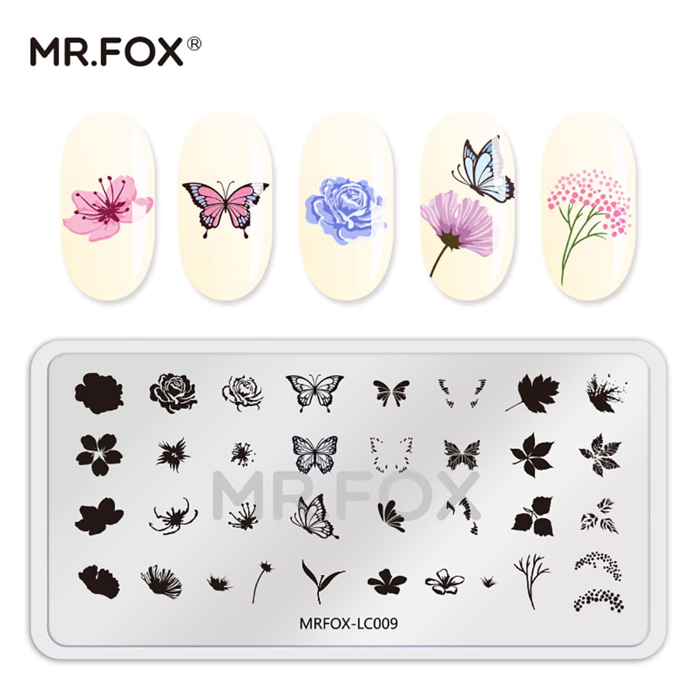 MR.FOX Nail Stamping Plate Set, 5Pcs Nail Art Stamp Kit Templates for Women with Plenty of Images-Velvo Beauty