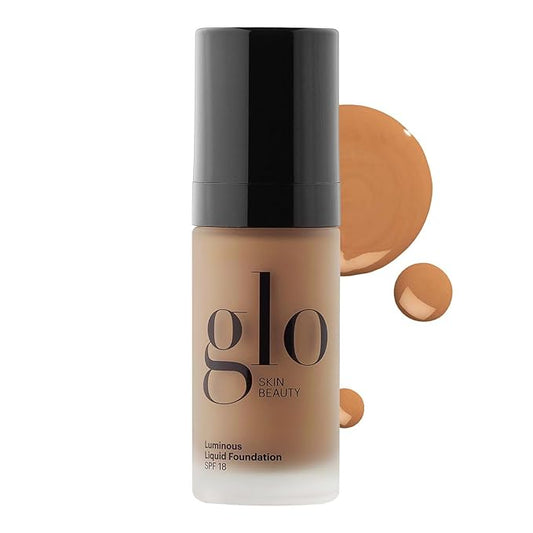 Glo Skin Beauty Luminous Liquid Mineral Foundation Makeup with SPF 18 (Caramel) - Improves Uneven Skin Tone, Smooths & Corrects Imperfections, Sheer to Medium Coverage, Dewy Finish-Velvo Beauty