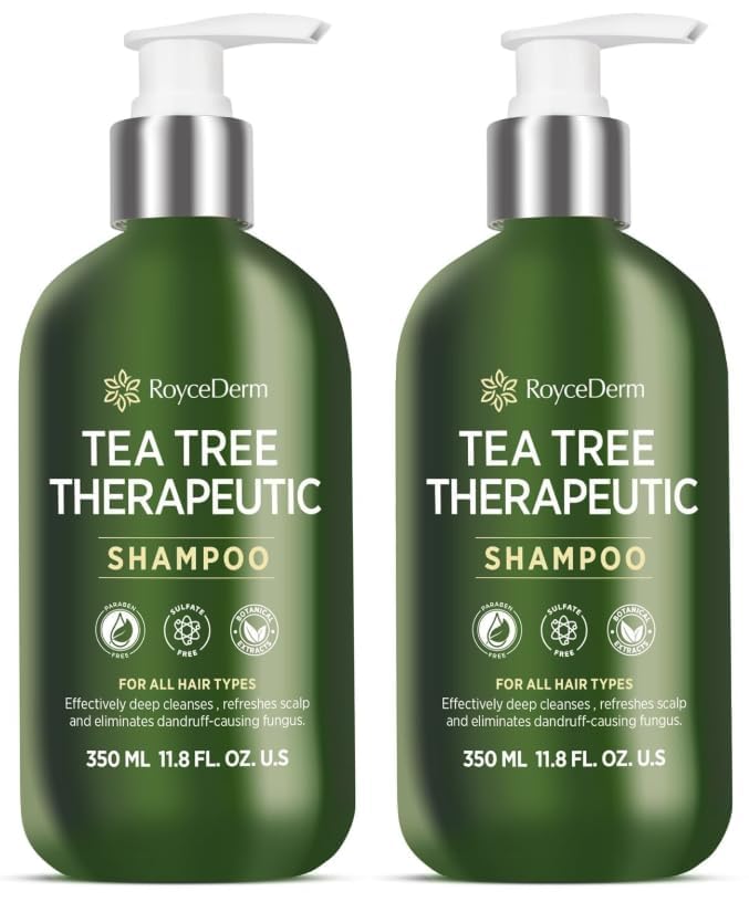 Roycederm Tea Tree Antifungal Shampoo: Folliculitis Shampoo for Dry Scalp, Dandruff, and Itchy Scalp - Medicated Clarifying shampoo with Tea Tree Oil, Paraben & Sulfate Free - 2 Pack-Velvo Beauty