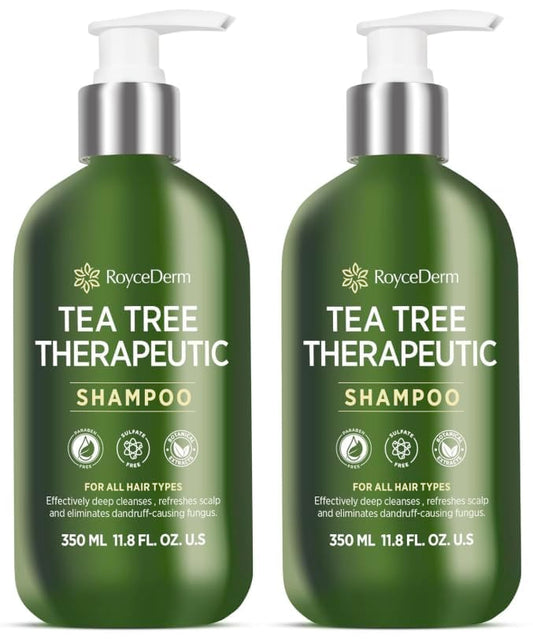 Roycederm Tea Tree Antifungal Shampoo: Folliculitis Shampoo for Dry Scalp, Dandruff, and Itchy Scalp - Medicated Clarifying shampoo with Tea Tree Oil, Paraben & Sulfate Free - 2 Pack-Velvo Beauty