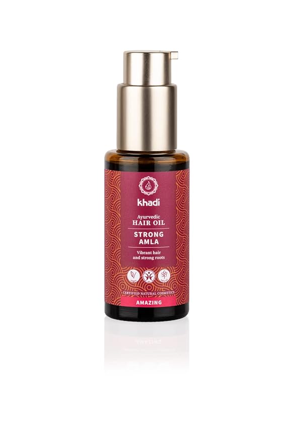khadi STRONG AMLA hair oil, 100% natural, herbal, vegan, promotes growth, prevents hair loss & gray hair, strengthens roots, silicone-free, Ayurvedic hair care, organic beauty 1.69oz-Velvo Beauty