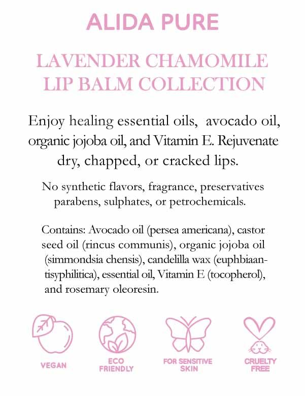 Vegan Lip Balm by PURE + SIMPLE Lavender Chamomile Lip Balm Collection, Cruelty Free Chapstick, Moisturize Dry, ed, or Chapped, Lips, 5 Tube Set.-Velvo Beauty