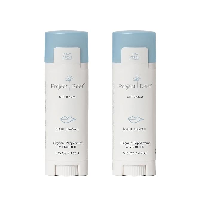 Cooling Lip Balm w/Organic Peppermint, Shea Butter, Vitamin E, Hydrating Chapstick, Soothe Dry Sunburnt Lips, After Sun Care, 2 Pack-Velvo Beauty