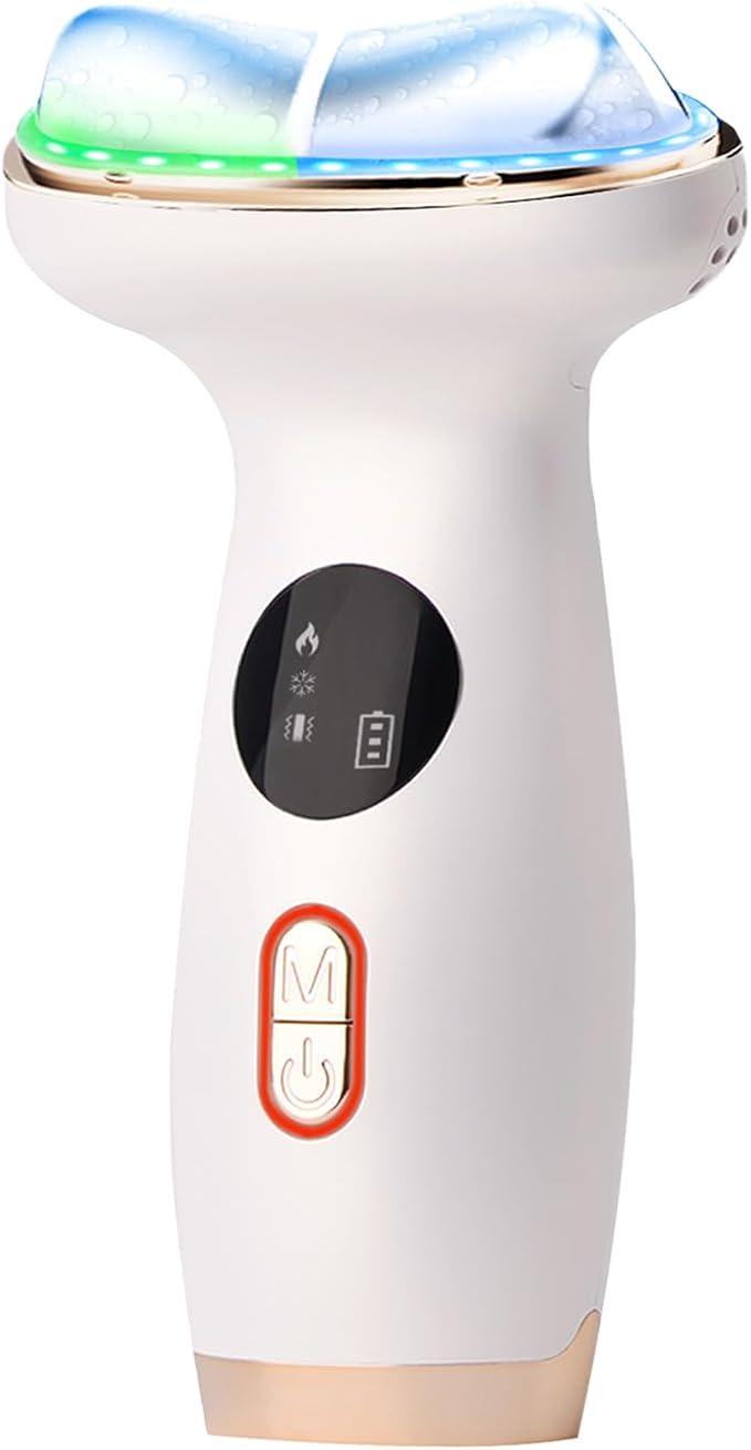 Cold Heat Facial Massager Red Light Therapy for Face Neck Eye Lifting Firming Depuffing,7-in-1 LED Facial Sculptor Skin Care,Cooling Electric gua sha Lift Device Reduce Forehead Frown Smile Line-Velvo Beauty