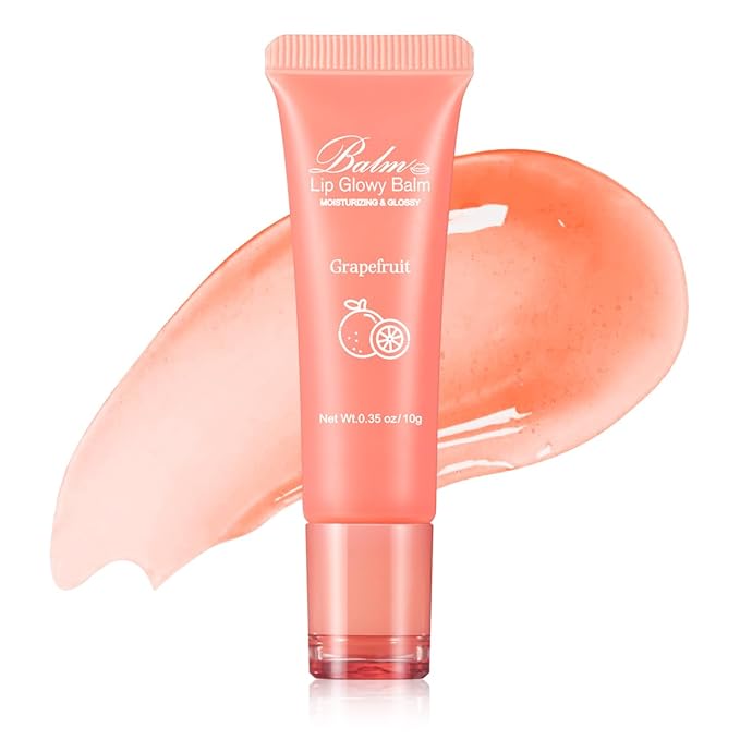 GECOMO Lip Glowy Balm, Moisturizing Lip Gloss, Nourishing Glossy Transparent Plumping Oil, Non-sticky Tinted Toot Lip Balm for Lip Care (GRAPEFRUIT) 0.35oz-Velvo Beauty