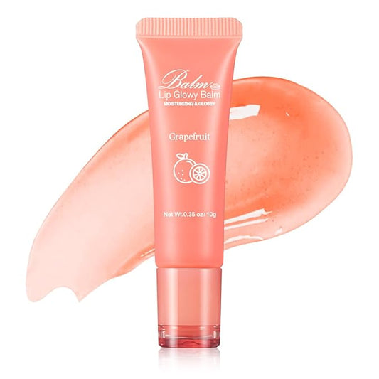 GECOMO Lip Glowy Balm, Moisturizing Lip Gloss, Nourishing Glossy Transparent Plumping Oil, Non-sticky Tinted Toot Lip Balm for Lip Care (GRAPEFRUIT) 0.35oz-Velvo Beauty