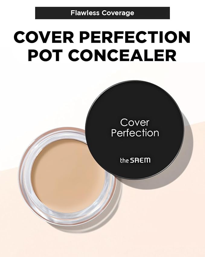 THESAEM Cover Perfection Pot Concealer #0.5 Ice Beige - High Adherence & Coverage Balm, Conceals Blemish & Acne Spots, Matte Finish Sebum Control for Oily and Combination Skin-Velvo Beauty