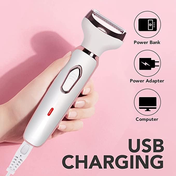 Electric Razor - Shaver - Trimmer for Women: 2 in 1 Painless Body Razors and Facial Hair Remover - Rechargeable Hair Removal Kit for Face Body Leg Bikini Underarm Arm-Velvo Beauty