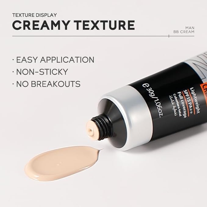 AKARY Hydrating Men BB Cream SPF 15 PA++, Full-Coverage Foundation&Concealer, Mens Face Moisturizer Cream Evens Skin Tone, Oil Control and Cover Flaws, Natural Finish for All Skin Types, Chocolate 420-Velvo Beauty