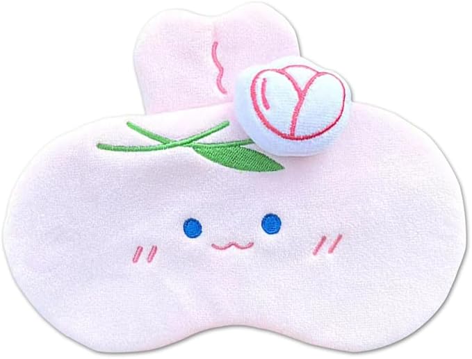 PERFECTSIGHT Rabbit Sleep Eye Masks, Cute Plush Sleep Eye Cover Lightweight Adjustable Eyeshade Faux Fur Mask Cover for Women Men Sleep Travel Nap, Pink Bunny Tulip-Velvo Beauty
