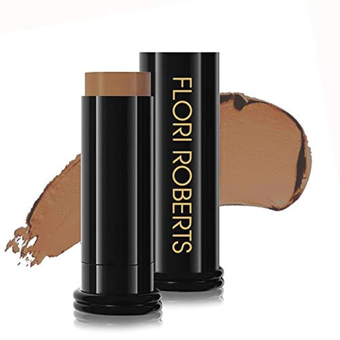 Base Strokes Crème Foundation Stick by Flori Roberts, Full Coverage for Women of Color or Deeper Skin Tones, Long Lasting Makeup, Natural Finish, Complexion Concealer & Corrector-Velvo Beauty