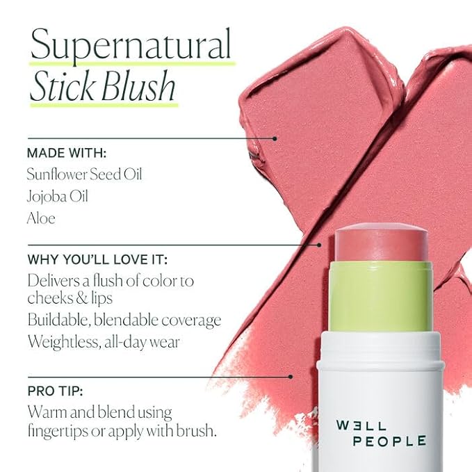 Well People Supernatural Stick Multi-Use Blush, Creamy, Hydrating Blush Stick For A Pop Of Color, Use For Cheeks & Lips, Vegan & Cruelty-free, Rose-Velvo Beauty