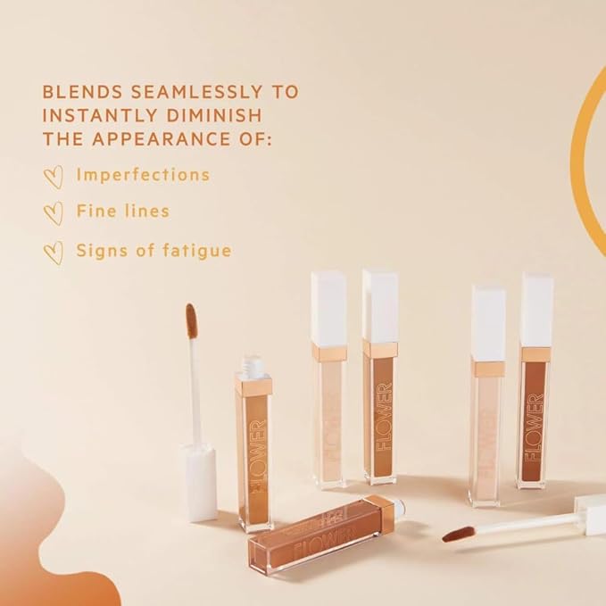 FLOWER BEAUTY By Drew Barrymore Light Illusion Full Coverage Concealer - Diffuse Dark Under Eye Circles + Blurs Blemishes - Weightless Formula + Crease Proof Makeup (Porcelain)-Velvo Beauty