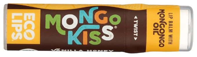 LIP BALM Mongo Kiss 6-Pack (6 tubes) Vanilla Honey by Eco Lips 100% Organic Beeswax & Cocoa Butter Lip Care with Organic Mongongo Oil - Soothe & Moisturize Dry and Cracked Lips - Made in USA-Velvo Beauty